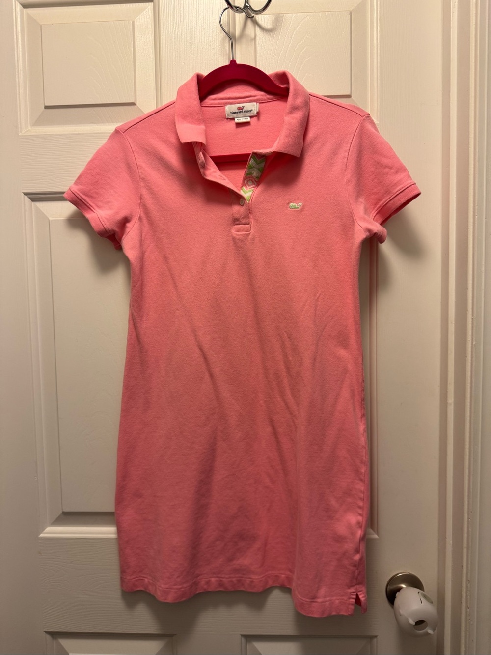 Vineyard Vines Pink Polo Shirt Dress with Embroidered Whale 95% Cotton